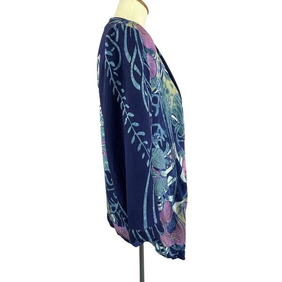 Citron Santa Monica Silk Open Front Kimono Women's Small Jacket Cardigan - Picture 4 of 9